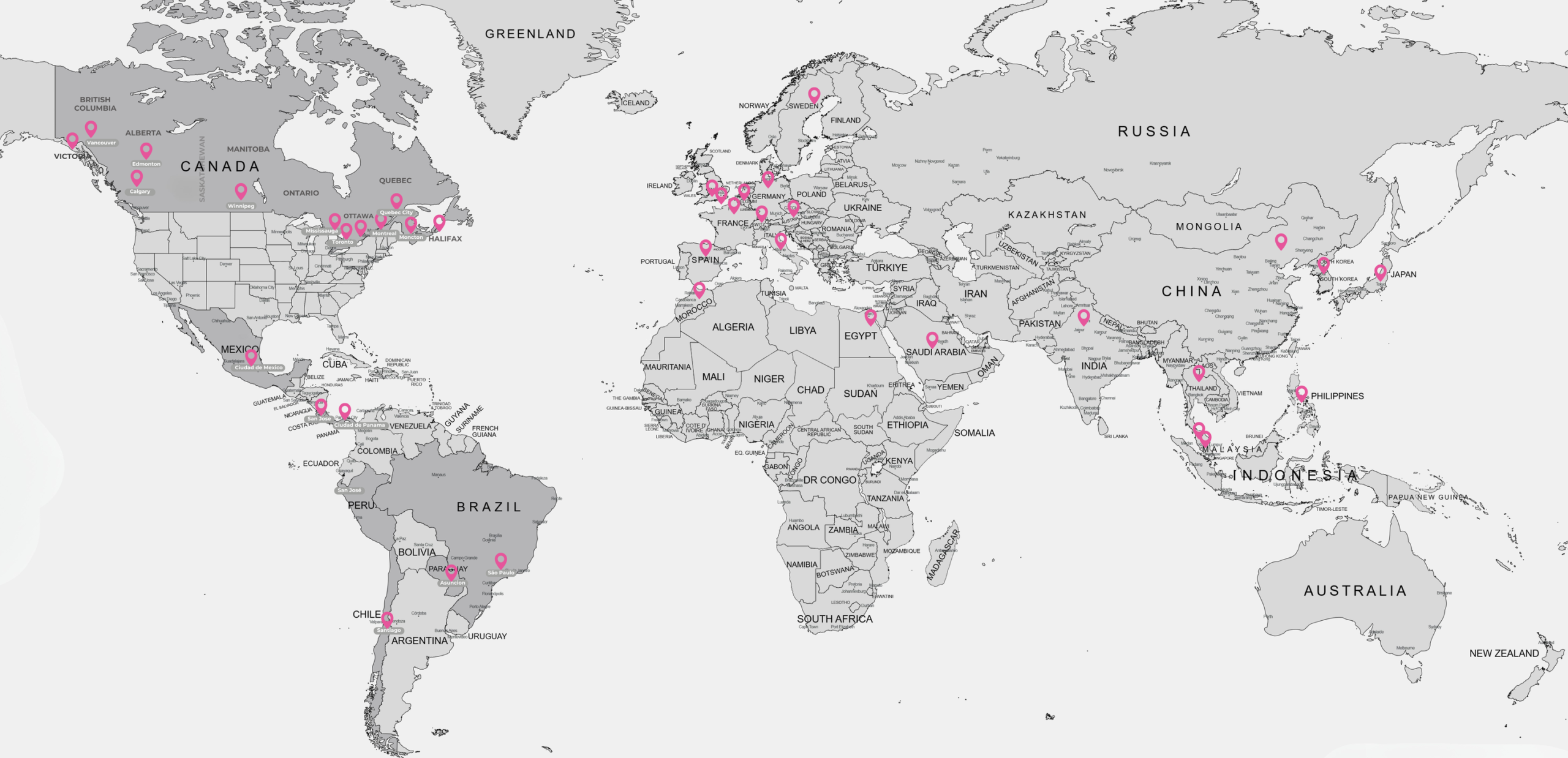 Map of all Corporate Stays destinations