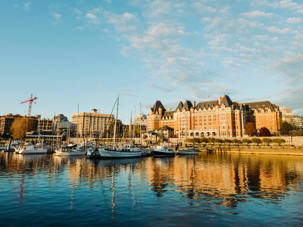 Waterfront view of Victoria's Inner Harbour, a short walk from corporate housing in Victoria BC
