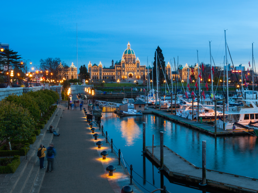 Uno de los mejores barrios de Victoria, Columbia Británica, el Inner Harbour